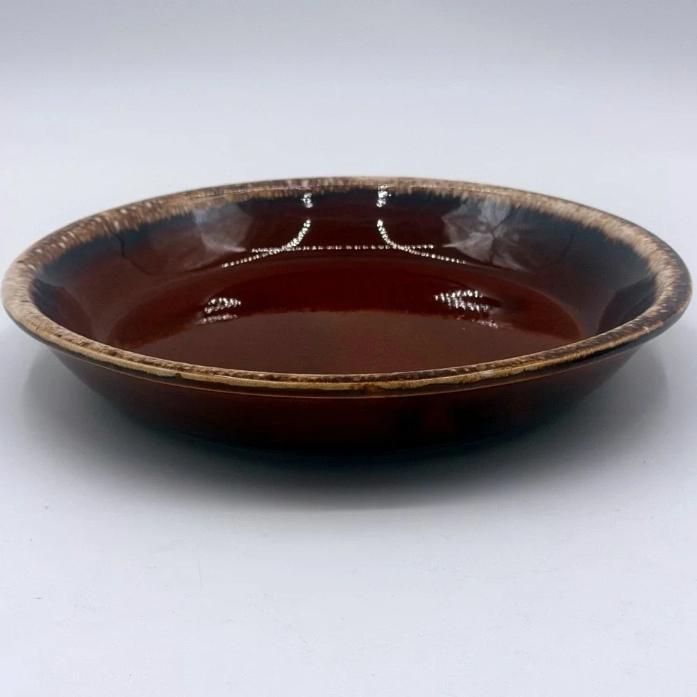 Vintage Brown Drip Glaze Pie Dish Oven Proof USA Stoneware Ceramic Baker 9 Inch